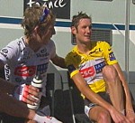 Andy et Frank Schleck pendant la 17ème étape du Tour de France 2008